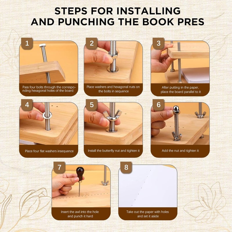 GeryVtee Book Binding Kits Wooden Book Press 11.8x7.56 inch Large Bookbinding Press Portable Binding Press for Binding Machine Bookbinding Supplies for DIY Bookbinding Easy Assemble - Image 4